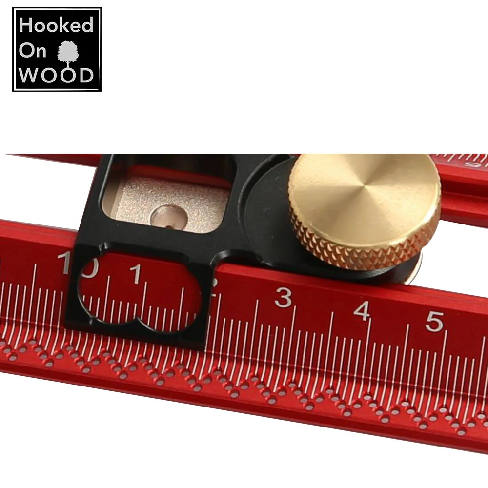 HONGDUI Hooked On Wood MT-2465 PRO Scriber Marking T Square Ruler Aluminum Alloy Hole Positioning Marking Gauge