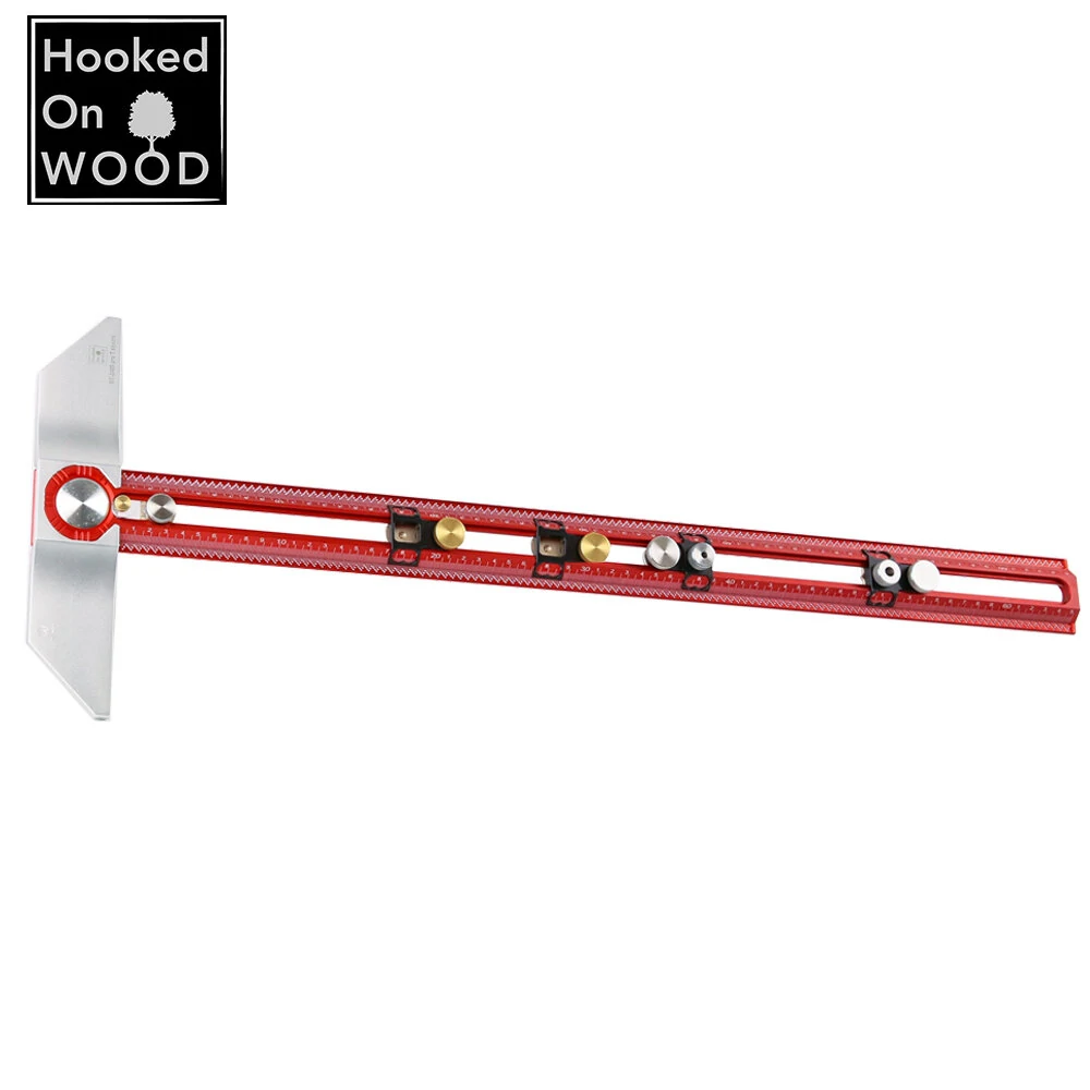 HONGDUI Hooked On Wood MT-2465 PRO Scriber Marking T Square Ruler Aluminum Alloy Hole Positioning Marking Gauge