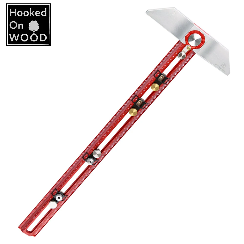 HONGDUI Hooked On Wood MT-2465 PRO Scriber Marking T Square Ruler Aluminum Alloy Hole Positioning Marking Gauge