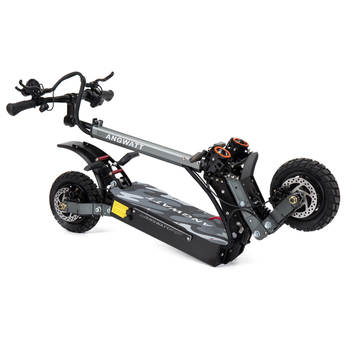 [EU DIRECT] ANGWATT C1 Electric Scooter 52V 28Ah 2400W Dual Motor 10 Inch Off-road Tire Foldable Electric Scooter 60-80km Mileage 150kg Max Load EU Plug G2 Master