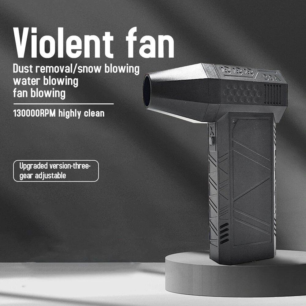 1PC Mini Turbo Fan 130,000RPM 3 Gears Speed Adjustment Turbo Violent Fan High Speed Brushless Motor Powerful Blower Duct Fan Build in 21700 Batteries