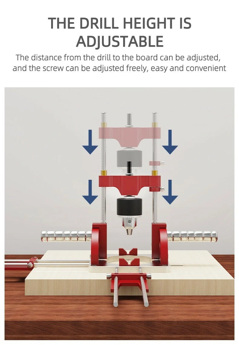 ENJOYWOOD Upgraded Precision Woodworking Multi-Angle Drill Guide with Handles and Positioning Blocks Hole Punch Locator Adjustable Drilling Height Hole Opener for DIY Bench Furniture Position Hand Tools