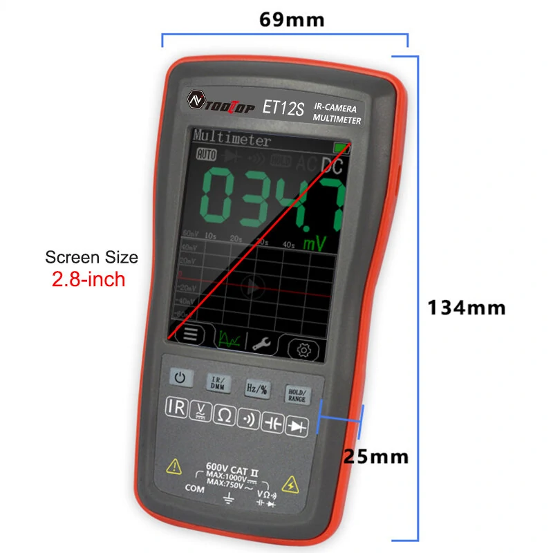 TOOLTOP ET11S/ET12S 2In1 Thermal Imager Digital Multimeter 6000 Count Voltage Current Resistance Capacitance Diode Frequency Tester PC Data Transfer