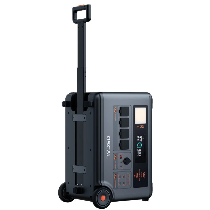 Blackview Oscal Powermax 3600 Rugged Power Station+2*PM200 Solar Panel Kit 3600Wh to 57600Wh LiFePO4 Battery Pack Power Bank with 14 Outlets 5 LED Light Modes Morse Code Portable Roller Power Backup for Emergency Communication Camping House Trolling