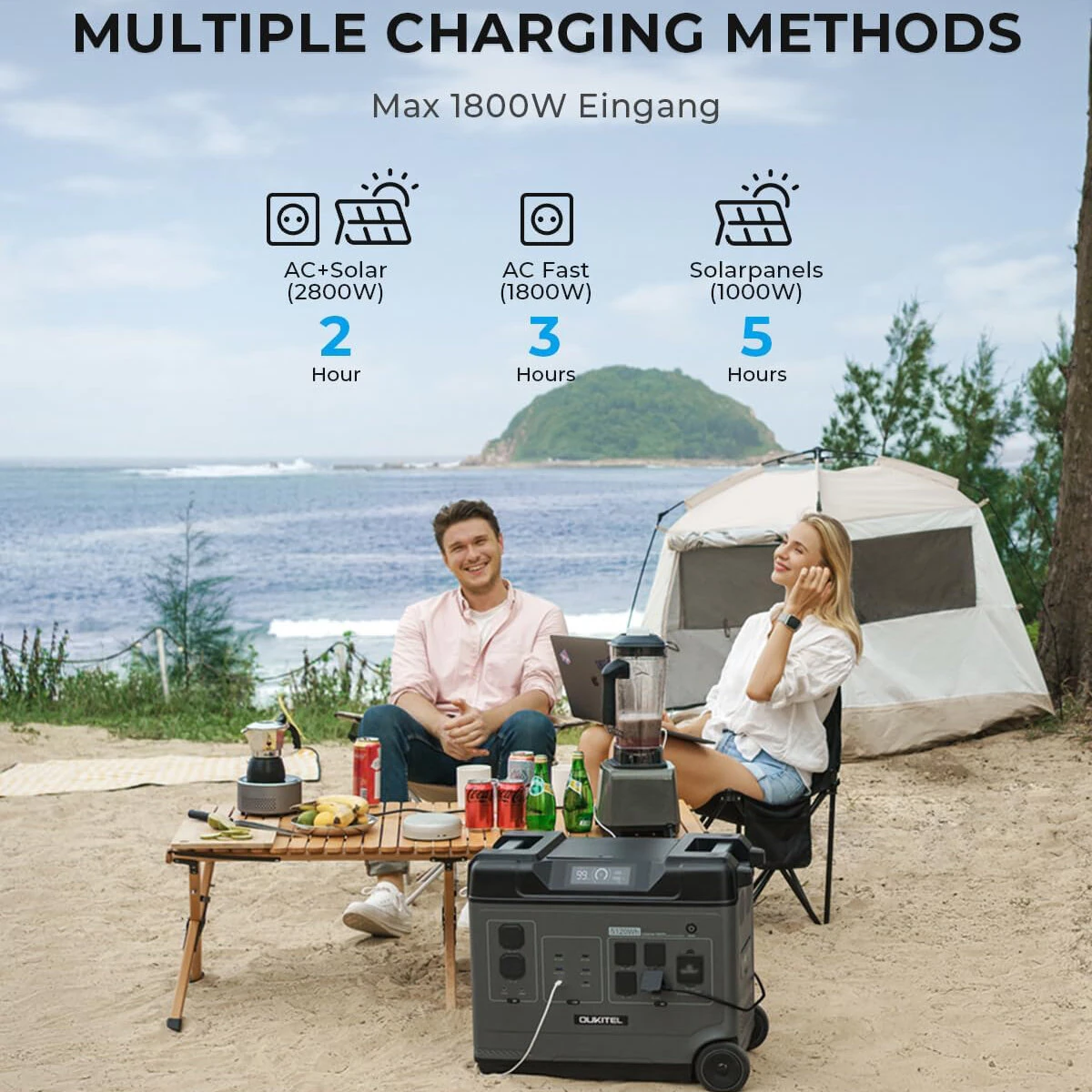 [EU Direct] OUKITEL P5000E Portable Power Station 5120Wh LiFePO4 Battery, 5x2200W AC Socket (4000W Surge), 2.8H Full Charge, 1800W Fast AC Charging, Dual 100W USB-C, 15 Outputs, 1000W MPPT Solar, for Emergency, Home Backup, RV, Off Grid