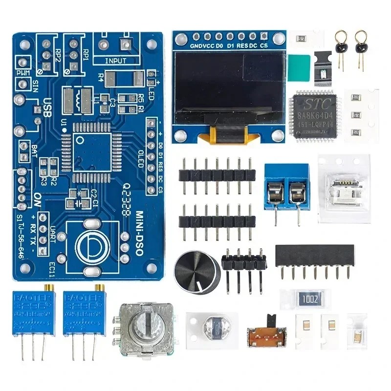 DIY Mini Digital Oscilloscope Kit STC8K8A Microcontroller Electronic Soldering Practice Parts