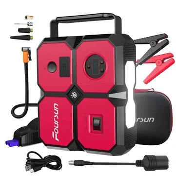 [EU/USA Direct] Foursun 26800Mah 4000A Portable Car Jump Starter with Air Compressor 10.35Bars Digital Tire Inflator with LED Light