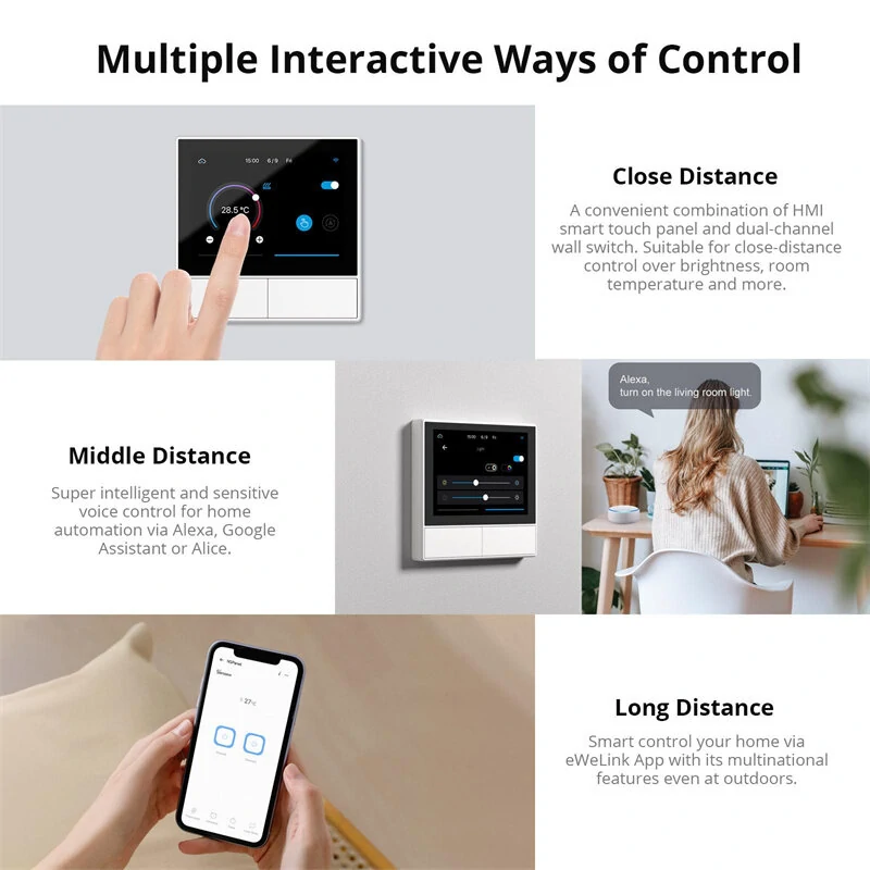 SONOFF NSPanel WiFi Smart Thermostat Wall Switch EU US Temperature Display All-in-One Remote Controller with Alexa Google Home