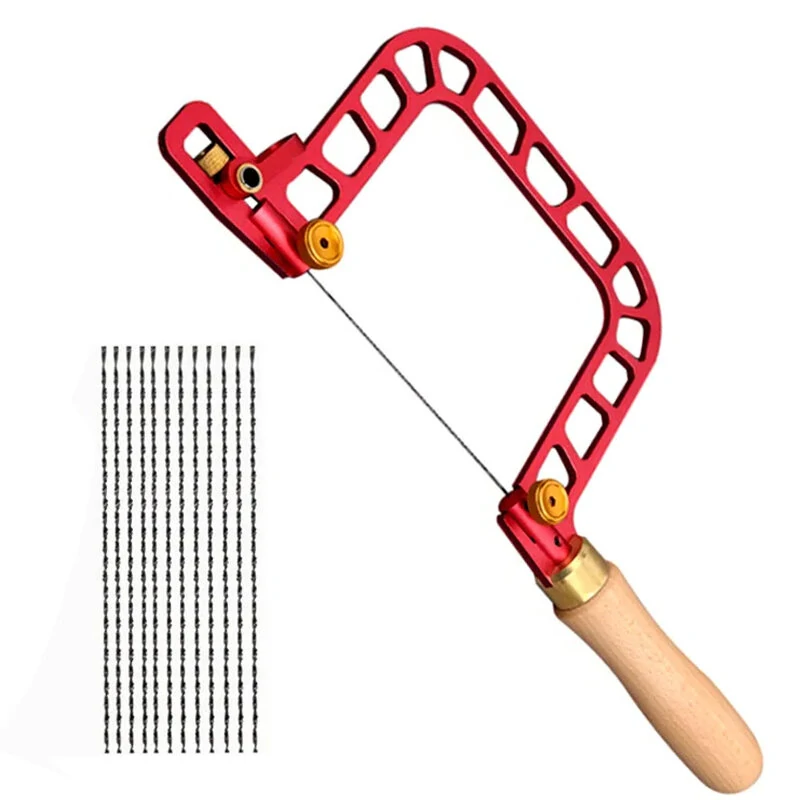 Woodworking Hand Saw Coping Saw Aluminum Alloy Frame Wooden Handle 337mm with Diamond Wire Versatile Cutting for Ceramics Glass Wood and Metal