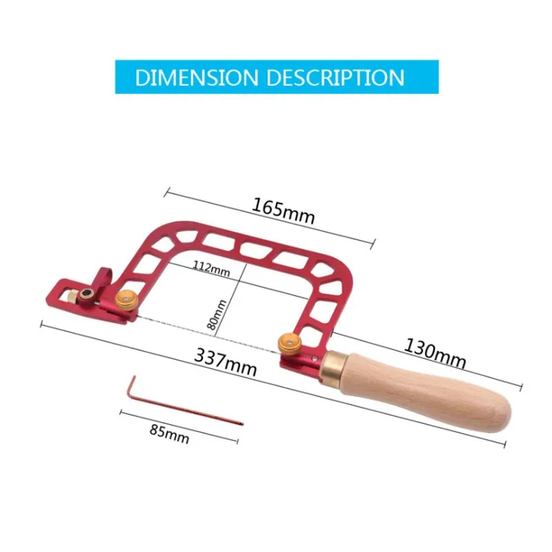 Woodworking Hand Saw Coping Saw Aluminum Alloy Frame Wooden Handle 337mm with Diamond Wire Versatile Cutting for Ceramics Glass Wood and Metal