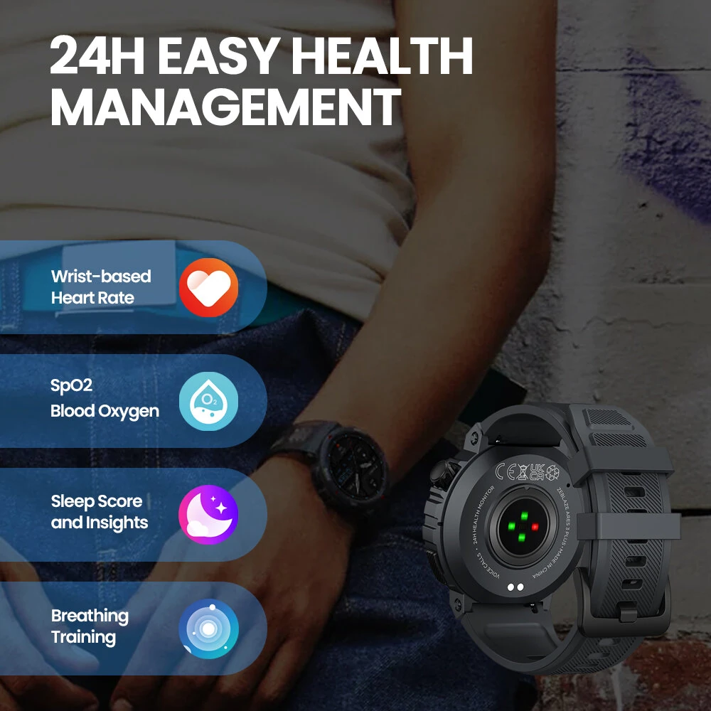 [2024 World Premiere]Zeblaze Ares 3 Plus 1.43 inch AMOLED Stainless Steel Navigation Crown IP68 Waterproof Realtek8773 Voice Calling 100+ Sport Modes 24H Health Monitor SpO2 Smart Watch