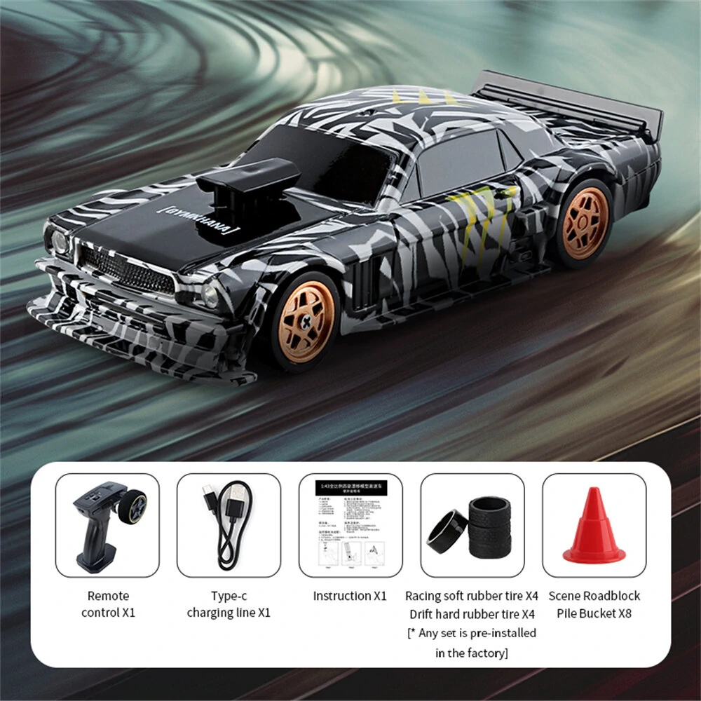 JIABAILE 4301/02/03/04 RTR 1/43 2.4G 4WD Drift RC Car Mini Race LED Light  Radio Control High-Speed Motor On-Road Racing Vehicle Model Boys Gifts Outdoor Toys