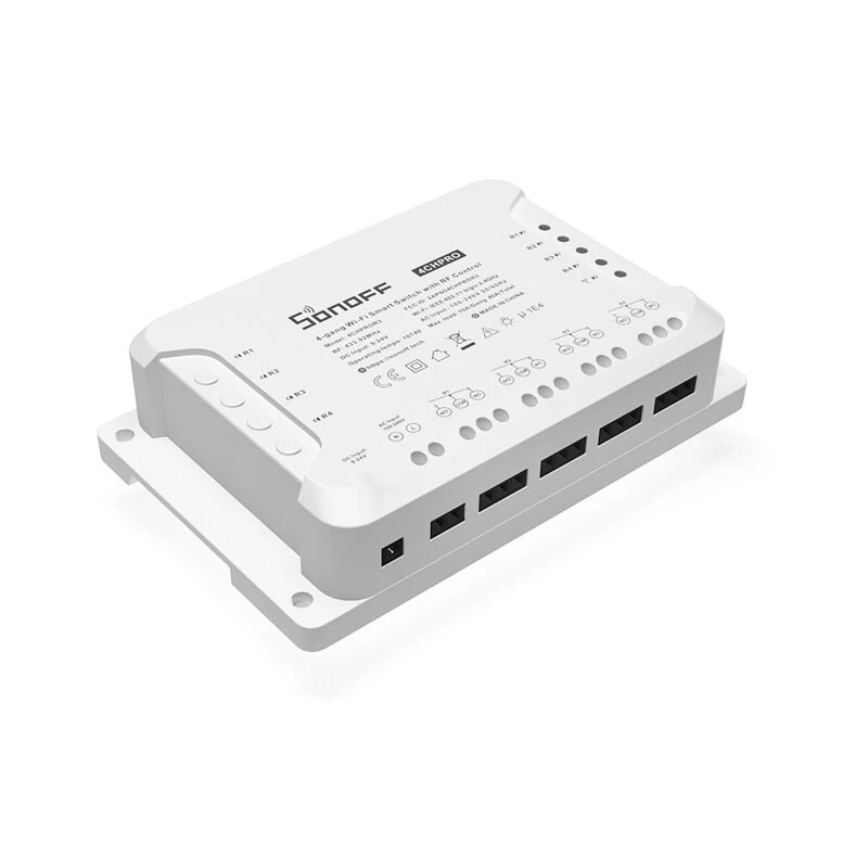 SONOFF 4CH PRO R3 AC100-240V 50/60Hz 10A 2200W 4 Gang WiFi DIY Smart Switch Inching Self-Locking Interlock 3 Working Mode APP Remote Control Switch Works with Alexa and Google Home