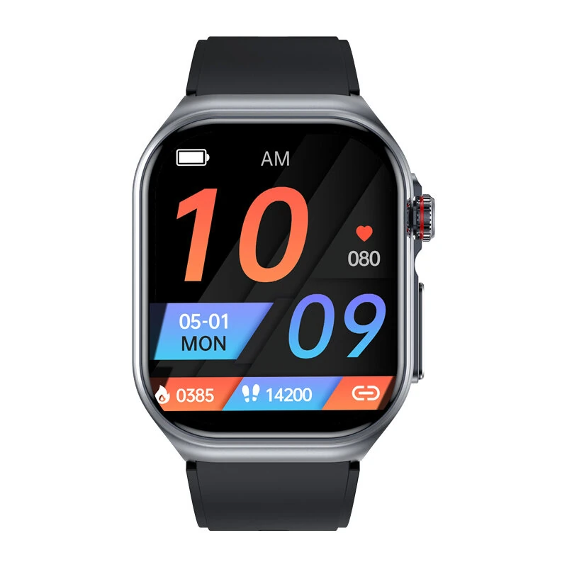 ET585 2.04inch AMOLED Display PPG+ECG Micro-physical Examination Function HRV Detection Heart Rate Blood Pressure Blood Oxygen Monitor Sleep Monitoring Blood Sugar Blood Component BMI Measurement Meto NFC Music Playback Waterproof Smart Watch