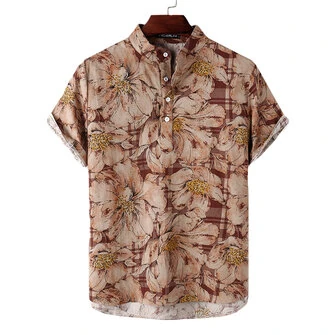 INCERUN Men Shirts Retro Floral Print Short Sleeve Shirts Summer Daily Casual Shirts