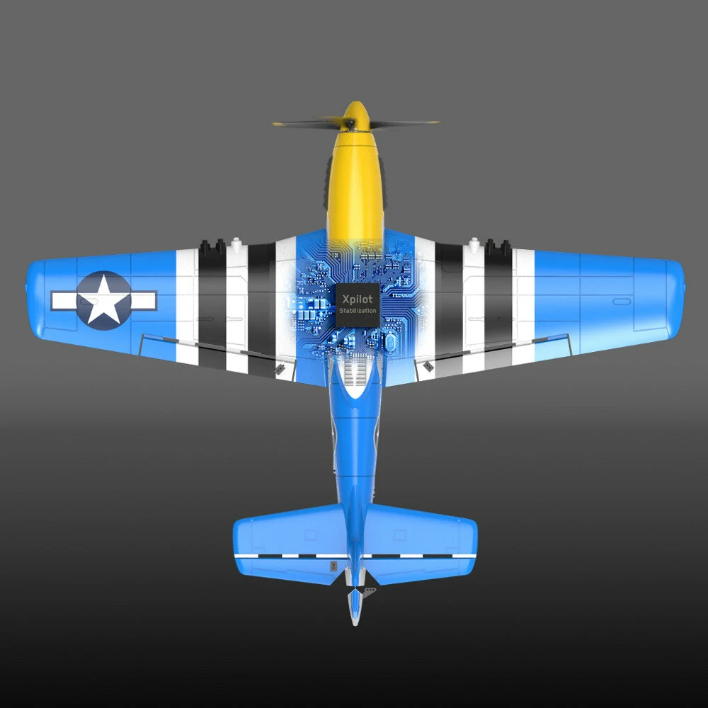 VolantexRC Mini Mustang P-51D V2 EPP 400mm Wingspan 2.4G 4CH 6-Axis Gyro One Key Aerobatics XPilot Stabilization System RC Airplane Trainer RTF Compatible DSM S-BUS Protocol for Beginner