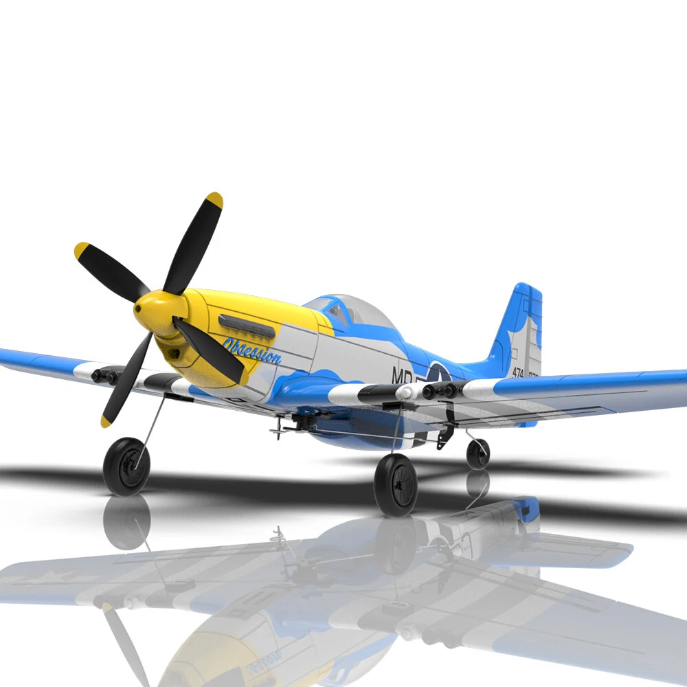 VolantexRC Mini Mustang P-51D V2 EPP 400mm Wingspan 2.4G 4CH 6-Axis Gyro One Key Aerobatics XPilot Stabilization System RC Airplane Trainer RTF Compatible DSM S-BUS Protocol for Beginner