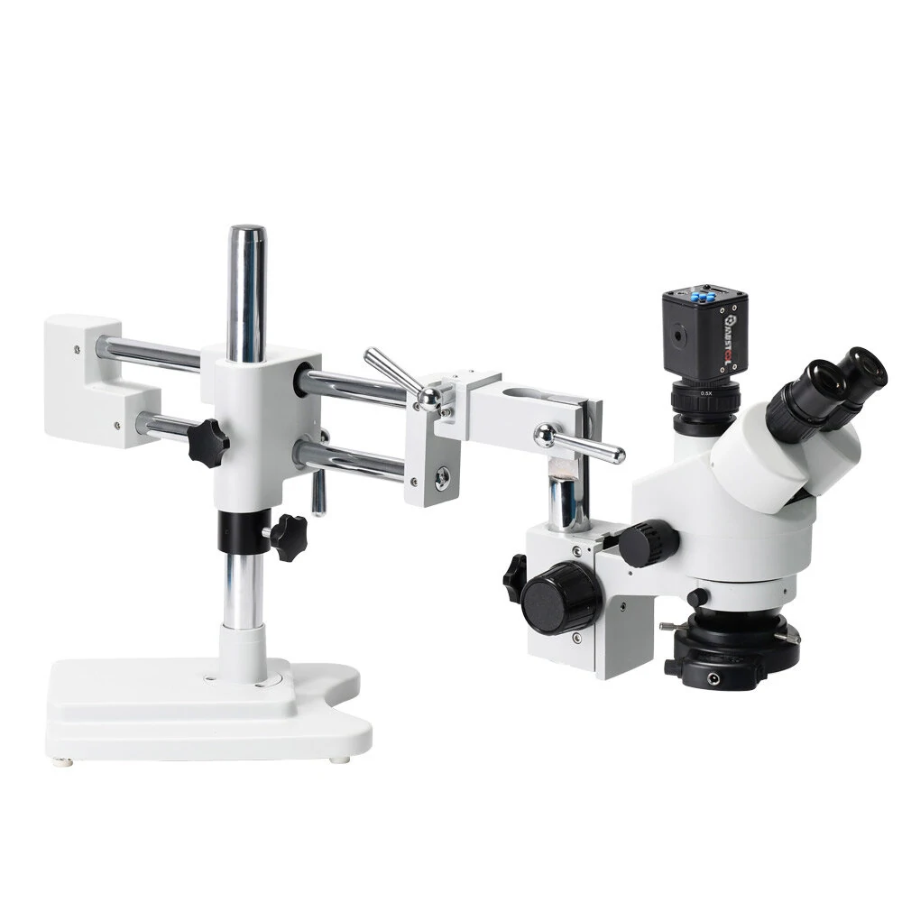 MUSTOOL 3.5X 90X  Simul-Focal Double Boom Stand Trinocular Stereo Zoom Stereo Microscope 24MP 4K HDMI-compatible Camera 56 LED Light Microscopie