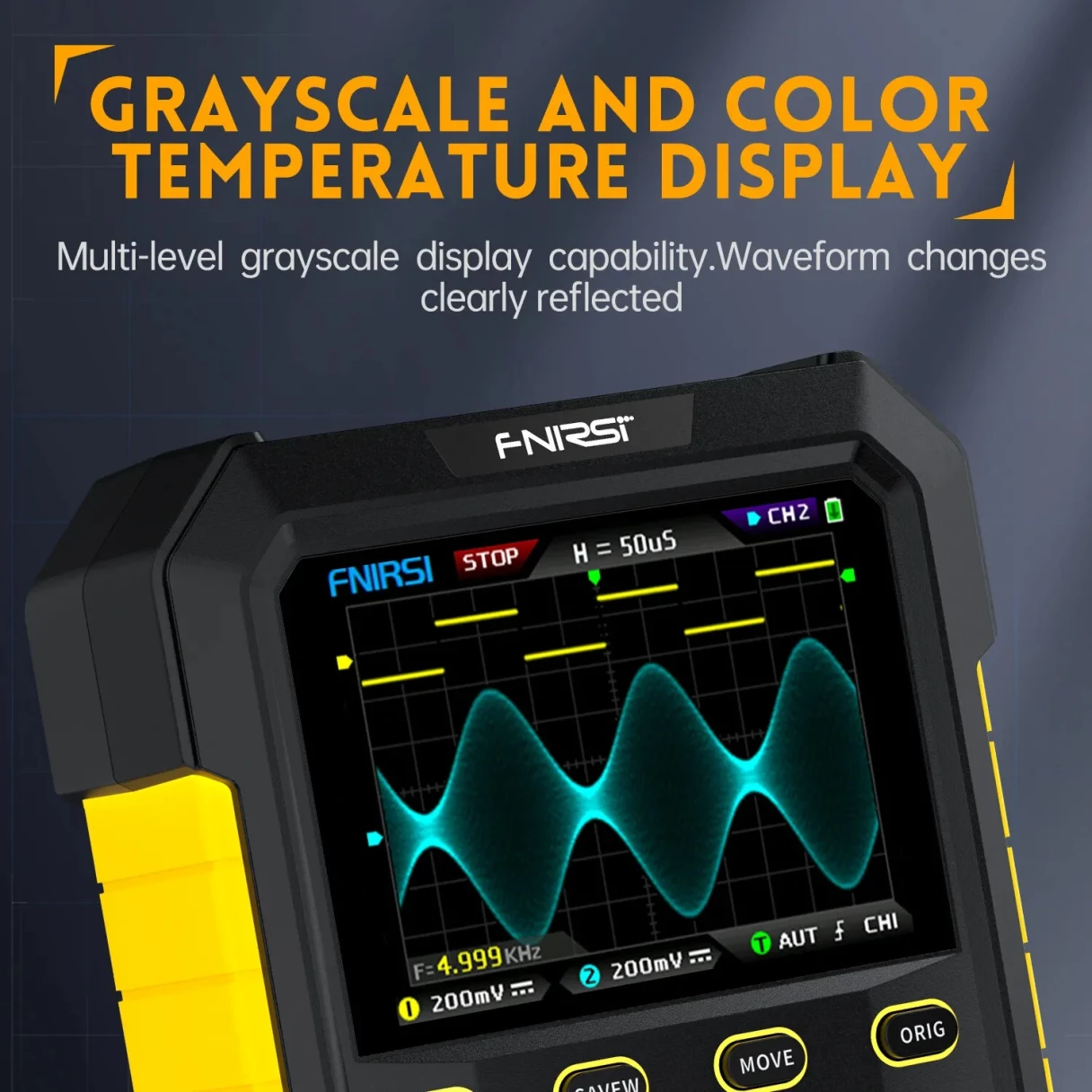 FNIRSI DPOX180H Handheld Dual Channel Digital Oscilloscope 180MHz-3DB 2 In 1 Function Signal Generator Fluorescence Display ZOOM