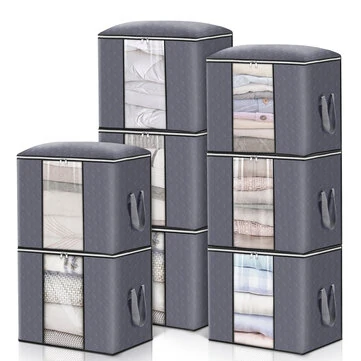KING DO WAY 8 Packs 90L Large Storage  Bags Clothes Storage Bins Foldable Closet Organizers Storage Containers with Durable Handle