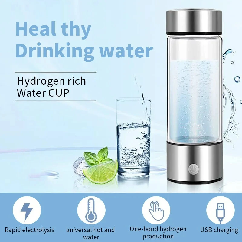 420ML Portable Electrolytic Hydrogen-rich Water Cup Hydrogen Rich Water Cup Electric Hydrogen Rich Water Generator Bottle Quality Filter Titanium Portable Antioxidant Lonizer