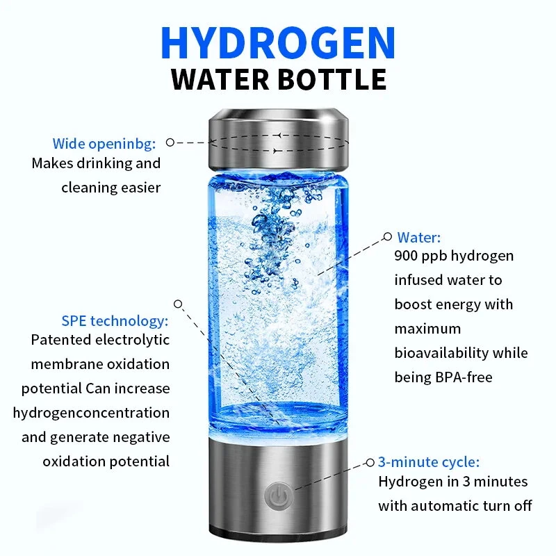 420ML Portable Electrolytic Hydrogen-rich Water Cup Hydrogen Rich Water Cup Electric Hydrogen Rich Water Generator Bottle Quality Filter Titanium Portable Antioxidant Lonizer