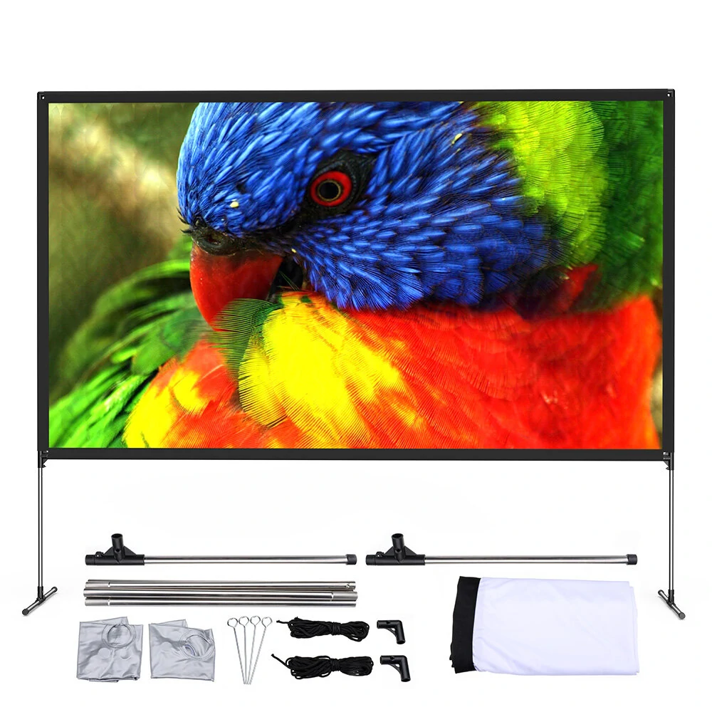 BlitzWolf® BW-VS6 80/100/120-Inch Projector Screen with Stable Stand 4K Resolution 16:9 Foldable Anti-Crease Easy Installation Outdoor Movie Screen