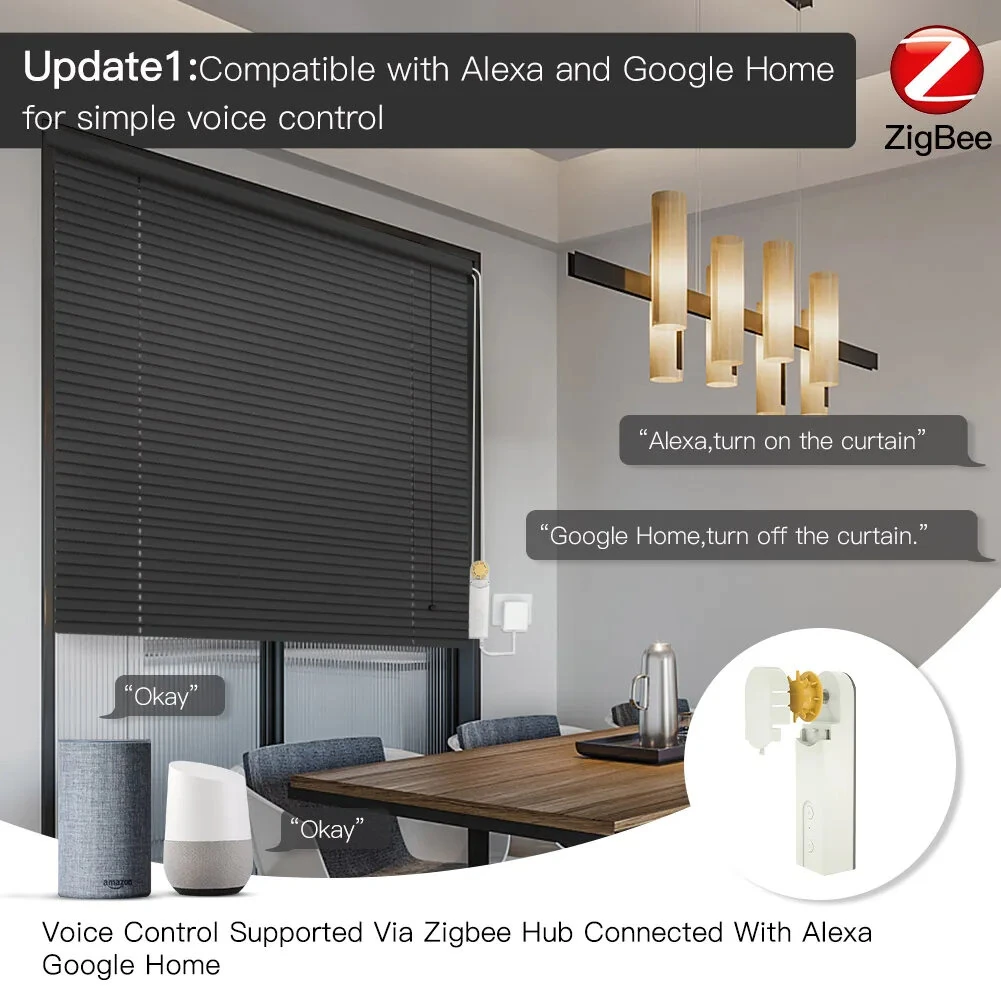 MOES Zigbe Smart DIY Motorized Roller Blinds Shades Drive Motor Hub Tuya Smart Life APP Alexa Google Home Voice Control