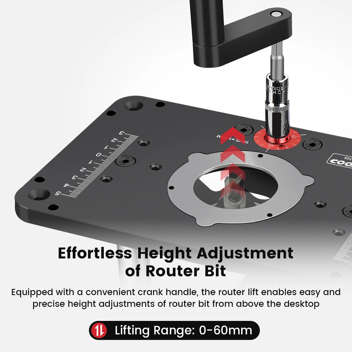 ENJOYWOOD GD7 PRO Router Lift for 65mm/69mm Wood Router for Router Table Set Up Lift with Router Plate Precision Woodworking