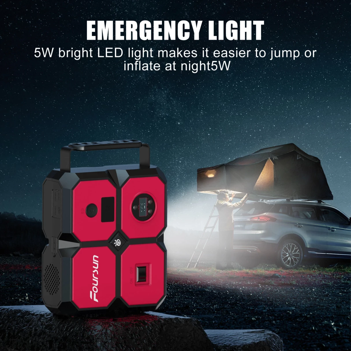 [EU/USA Direct] Foursun 26800Mah 4000A Portable Car Jump Starter with Air Compressor 10.35Bars Digital Tire Inflator with LED Light