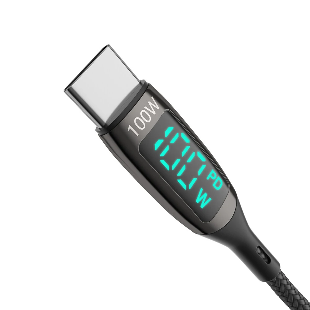 BlitzWolf® BW-TC23 100W 5A LED Display Type-C to Type-C Cable PD3.0 PPS QC4.0+ QC3.0 Fast Charging Data Transfer Cord Line For Samsung Galaxy S22 Note 20 For iPad Pro 2021 MacBook Air Xiaomi Mi12 Huawei P50