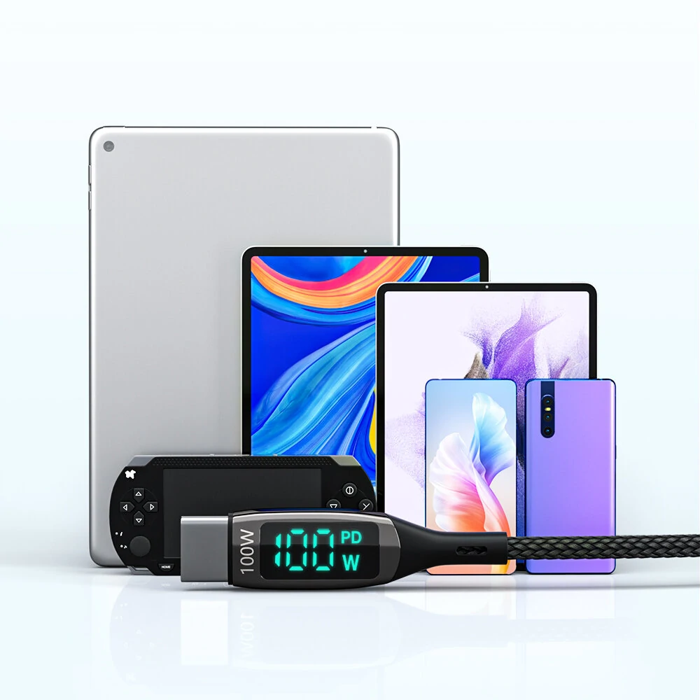 BlitzWolf® BW-TC23 100W 5A LED Display Type-C to Type-C Cable PD3.0 PPS QC4.0+ QC3.0 Fast Charging Data Transfer Cord Line For Samsung Galaxy S22 Note 20 For iPad Pro 2021 MacBook Air Xiaomi Mi12 Huawei P50