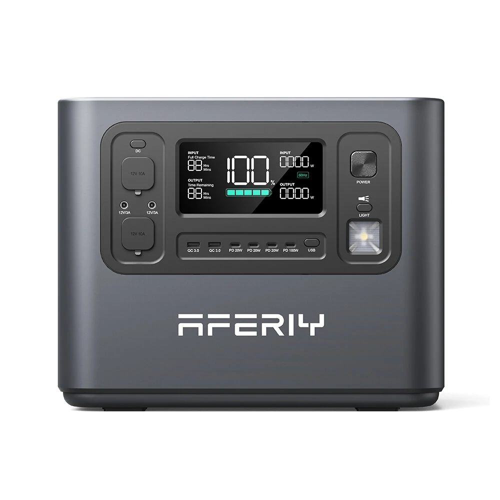 [EU Direct] Aferiy P210 2400W 2048Wh LiFePO4 Battery Portable Power Station UPS Pure Sine Wave, 13 Output Ports,1.5 Hours Fast Charging, Solar Generator for Outdoor Camping RV Home Emergency Backup Power EU Plug