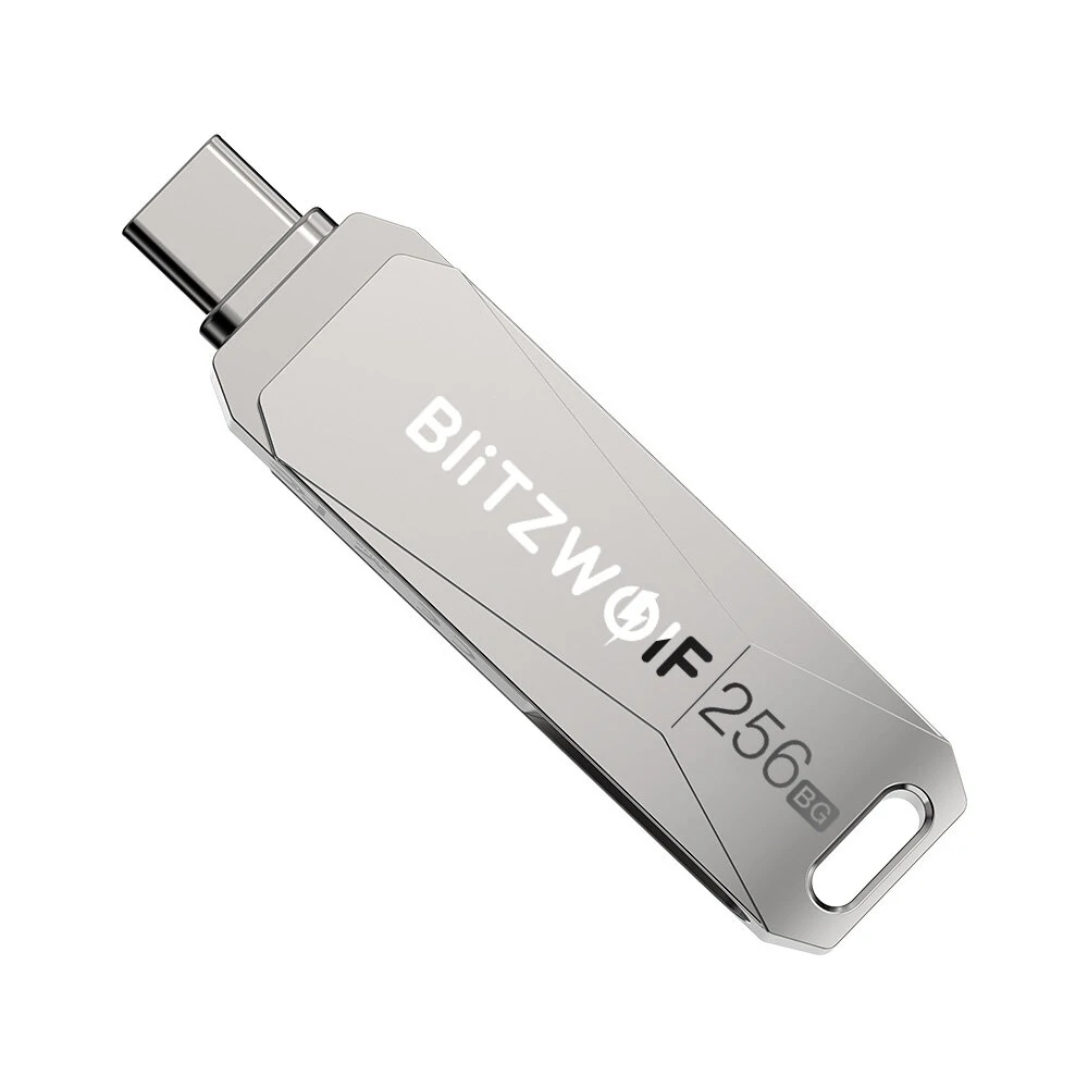 BlitzWolf BW-UPC2 256GB USB Disk 2 in 1 Type-C USB3.0 Flash Drive Ultra-fast Transmission 360°  Rotation Zinc Alloy 256GB Support OTG Pendrive