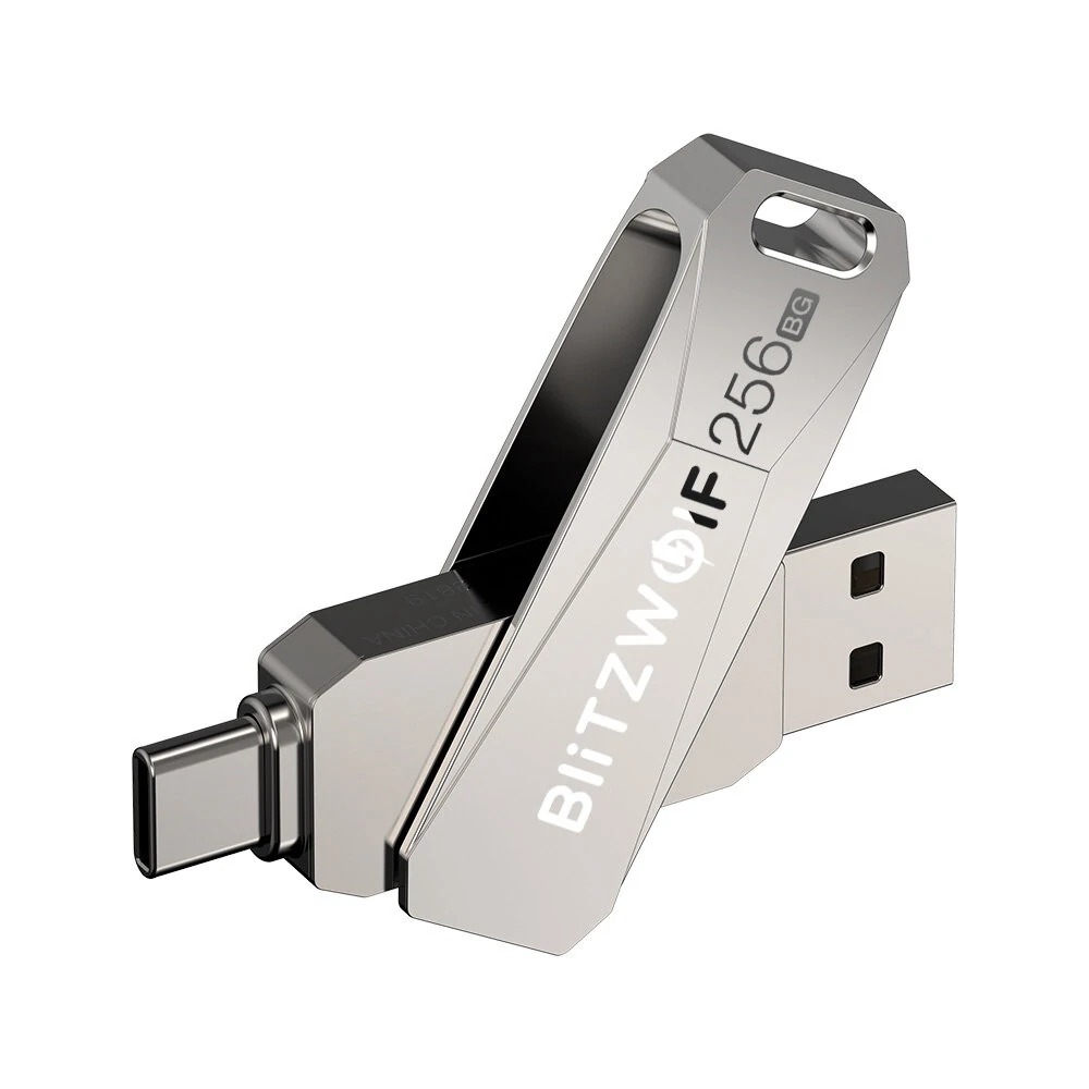 BlitzWolf BW-UPC2 256GB USB Disk 2 in 1 Type-C USB3.0 Flash Drive Ultra-fast Transmission 360°  Rotation Zinc Alloy 256GB Support OTG Pendrive