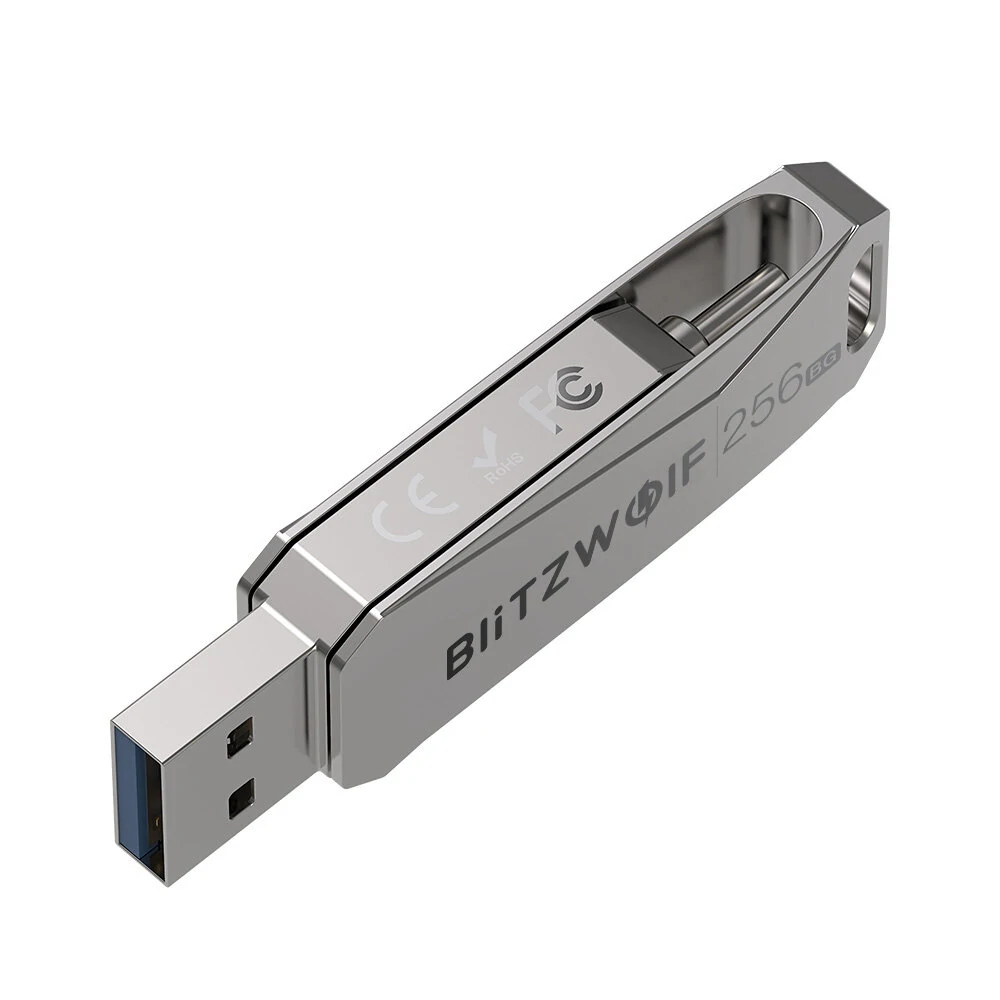 BlitzWolf BW-UPC2 256GB USB Disk 2 in 1 Type-C USB3.0 Flash Drive Ultra-fast Transmission 360°  Rotation Zinc Alloy 256GB Support OTG Pendrive