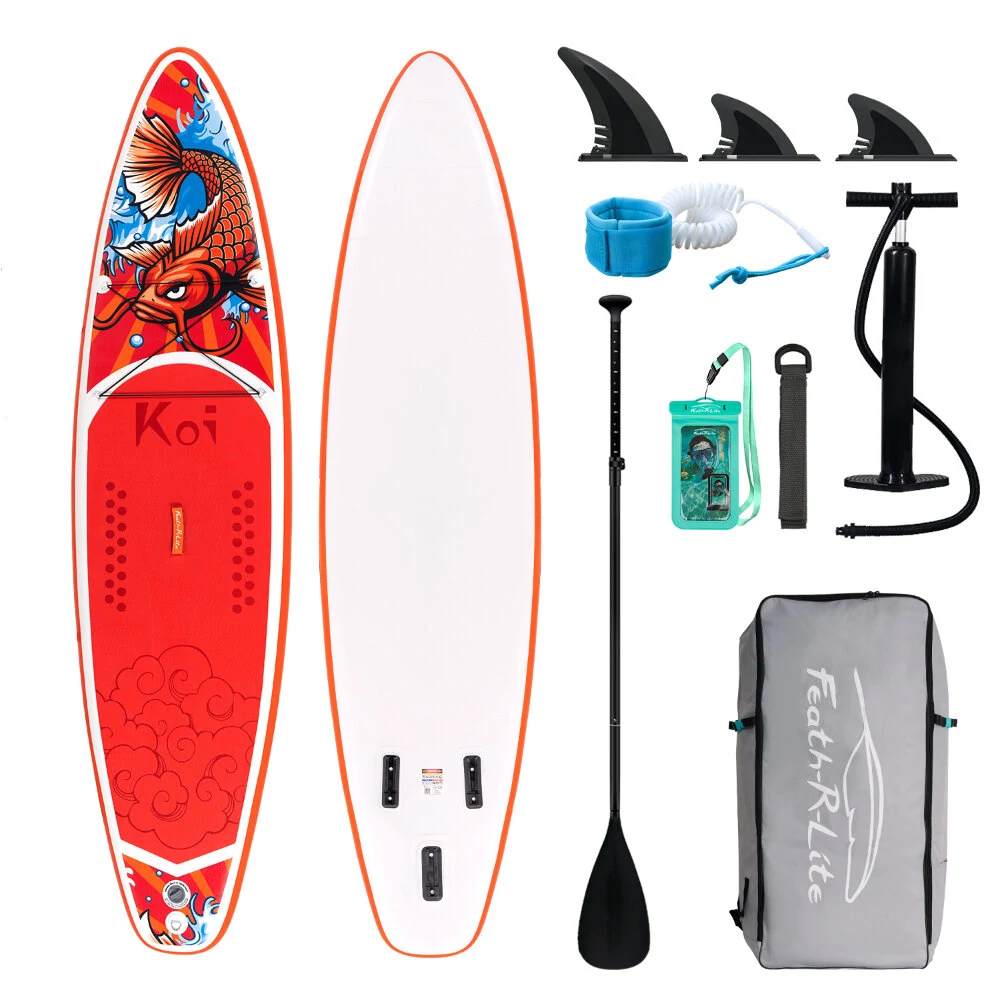 [EU Direct] FunWater 335cm Large Size Inflatable Stand Up Paddle Board Surfboard Complete Paddleboard Accessories Adjustable Paddle, Pump, ISUP Travel Backpack, Leash, Waterproof Bag, Adult Paddle Board, SUPFR01D SUPFR02D