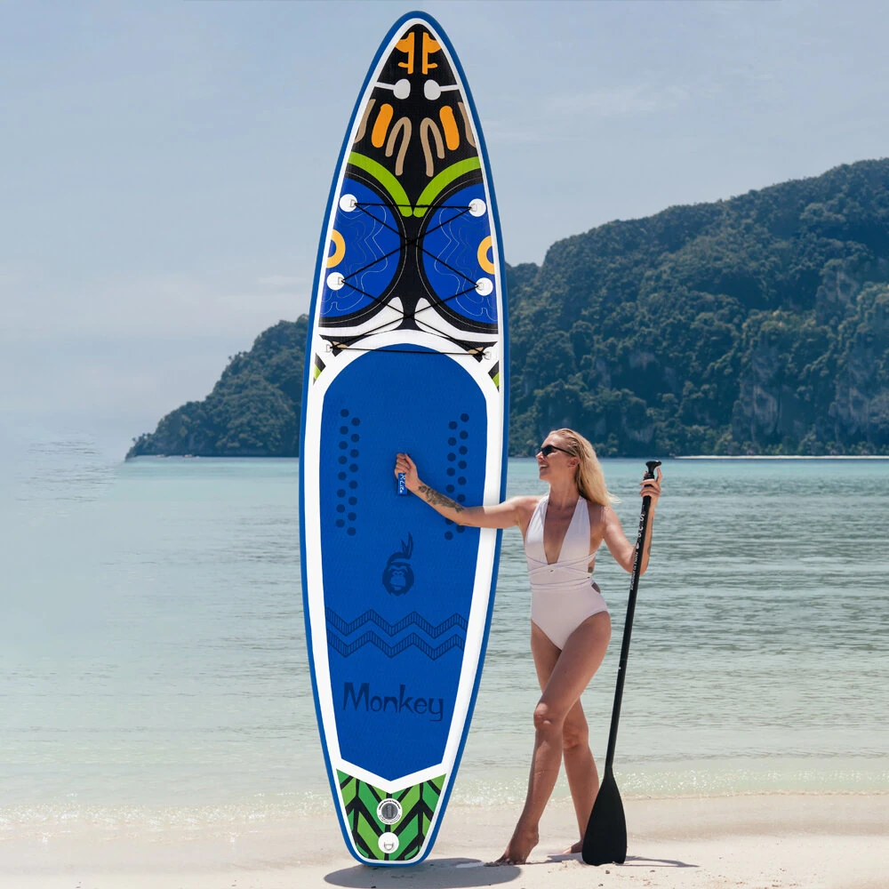 [EU Direct] FunWater 335cm Large Size Inflatable Stand Up Paddle Board Surfboard Complete Paddleboard Accessories Adjustable Paddle, Pump, ISUP Travel Backpack, Leash, Waterproof Bag, Adult Paddle Board, SUPFR01D SUPFR02D