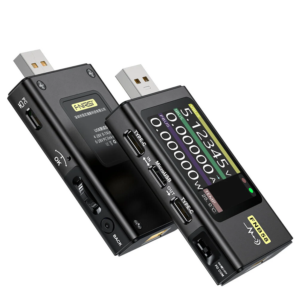 FNIRSI-FNB58 USB QC/PD Voltage and Current Meter Tester Type-C Multi-functional Fast Charging Tester HD Screen Display Human-Computer Interaction Cable Detection Measure Module