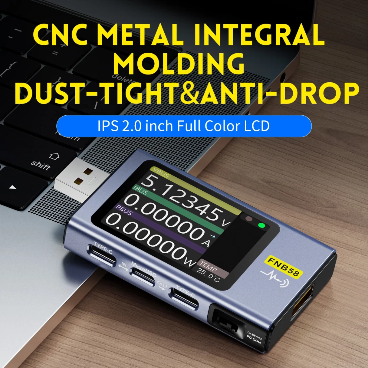 FNIRSI-FNB58 USB QC/PD Voltage and Current Meter Tester Type-C Multi-functional Fast Charging Tester HD Screen Display Human-Computer Interaction Cable Detection Measure Module