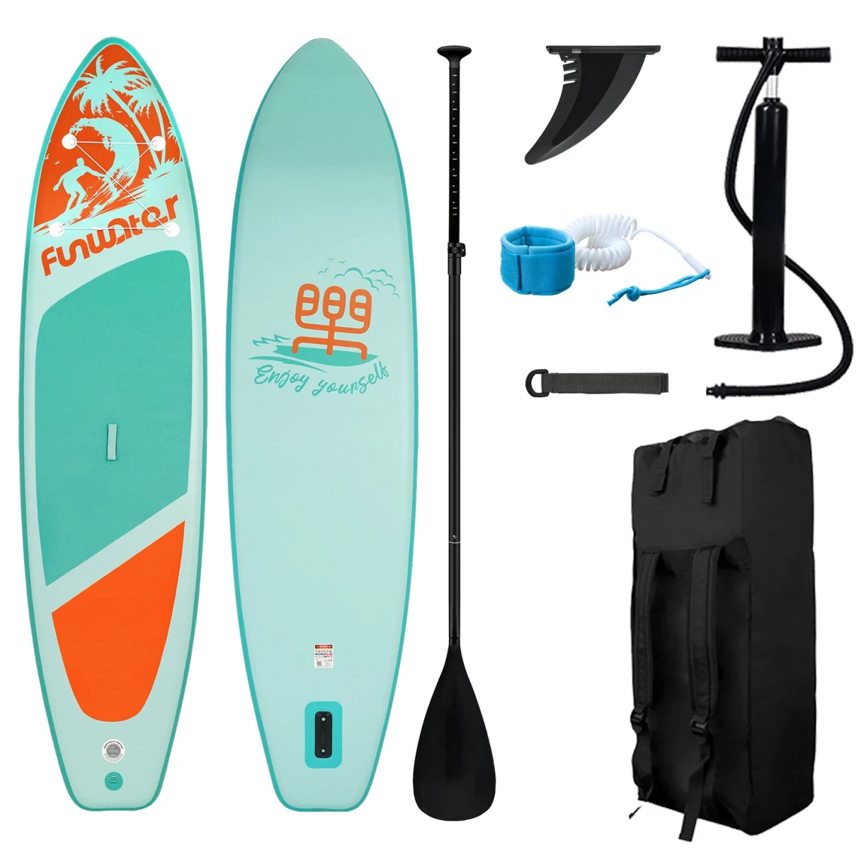 [EU Direct] FunWater 335cm 350cm Large Size Inflatable Stand Up Paddle Board Surfboard Complete Paddleboard Accessories Adjustable Paddle, Pump, ISUP Travel Backpack, Leash, Adult Paddle Board SUPFW28A SUPFW28C SUPFW28D SUPFW27A SUPFW27B