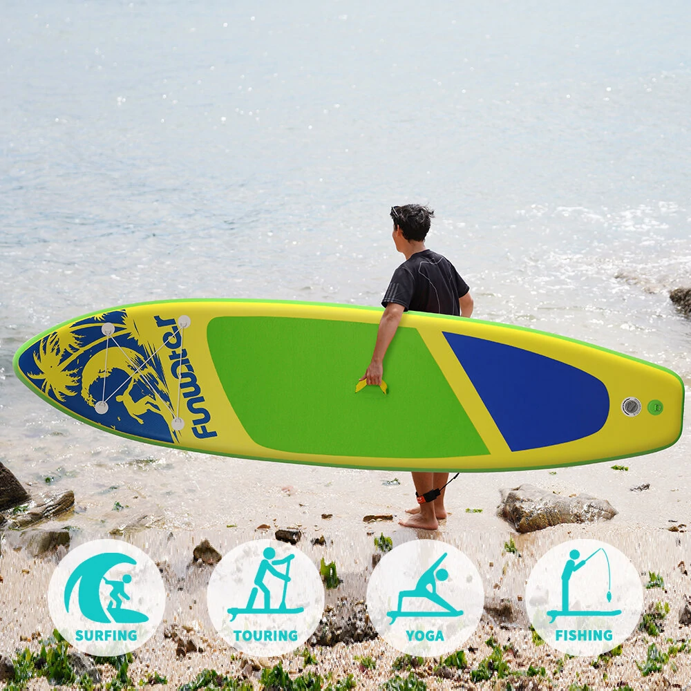 [EU Direct] FunWater 335cm 350cm Large Size Inflatable Stand Up Paddle Board Surfboard Complete Paddleboard Accessories Adjustable Paddle, Pump, ISUP Travel Backpack, Leash, Adult Paddle Board SUPFW28A SUPFW28C SUPFW28D SUPFW27A SUPFW27B