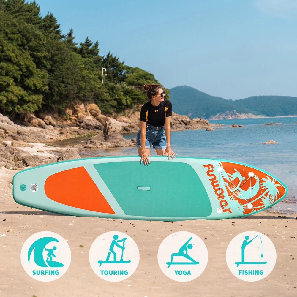 [EU Direct] FunWater 335cm 350cm Large Size Inflatable Stand Up Paddle Board Surfboard Complete Paddleboard Accessories Adjustable Paddle, Pump, ISUP Travel Backpack, Leash, Adult Paddle Board SUPFW28A SUPFW28C SUPFW28D SUPFW27A SUPFW27B