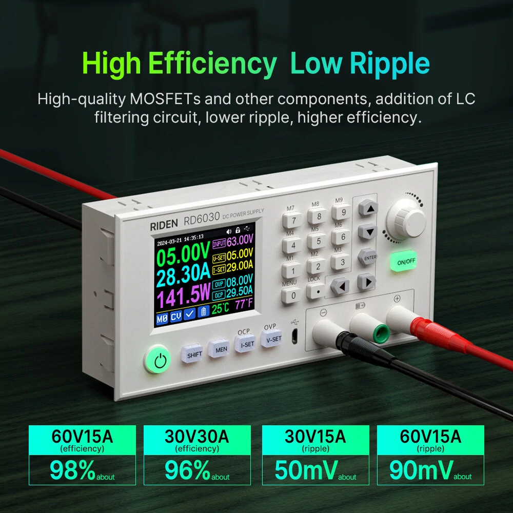 RIDEN RD6030/W 60V 30A DC Voltage Step-down Stabilized Lab Power Supply Module Buck Adjustable Converter Battery Charging