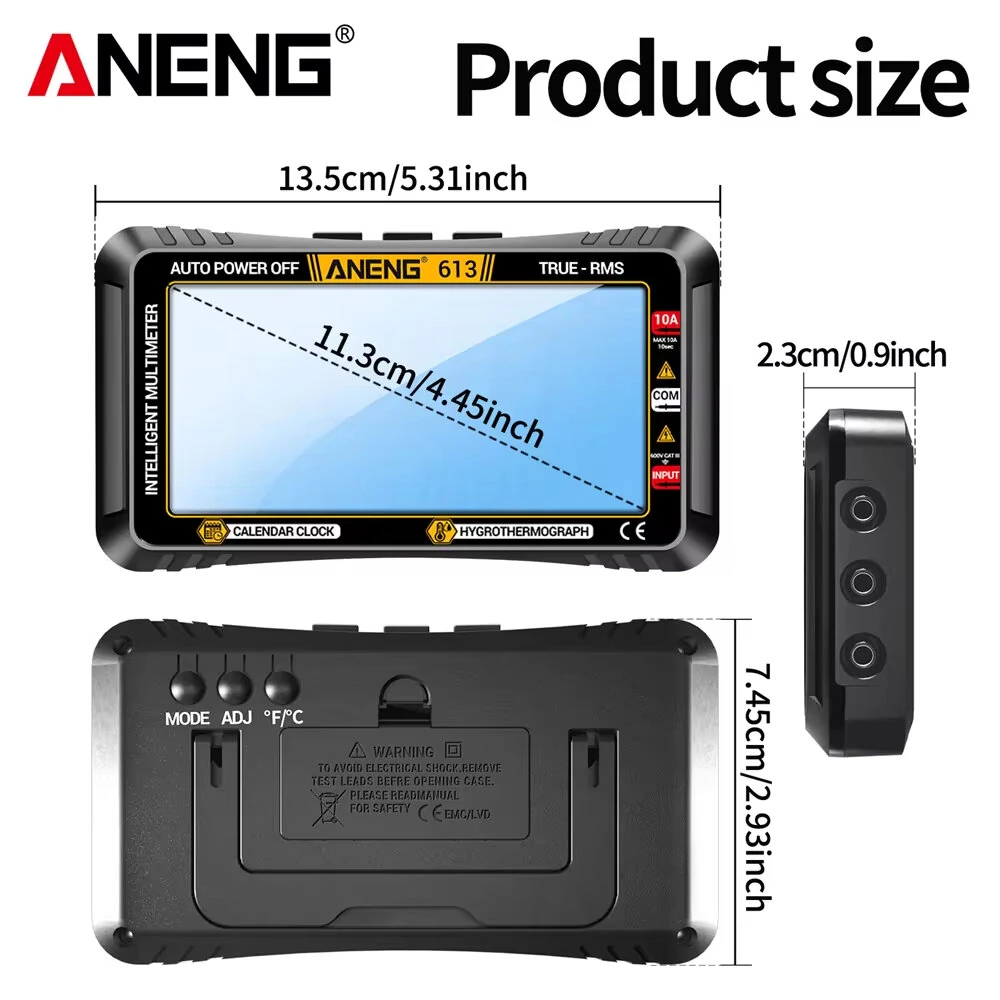 ANENG 613Pro Smart Multimeters DC/AC Voltage Capacitor Tester 4000 Counts 10A Current 600V Voltmeter Test Alarm Clock Set Tools