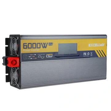 Excellway 1000W-6000W(Peak) Power Inverter 110V 60Hz DC 12V/24V Converter with LCD Display AC Outlets Dual USB Car Charger for Car Home Laptop Truck
