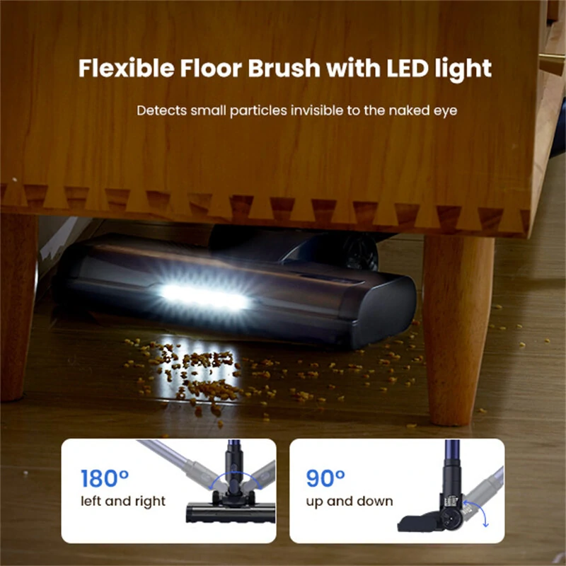 [EU Direct] Proscenic P10 Ultra Cordless Vacuum Cleaner, 25KPa Suction, 600ml Dustbin, 5-Stage Filtration System, 2200mAh Detachable Battery, Up to 45 Mins Runtime, Flexible Floor Brush, LED Headlights