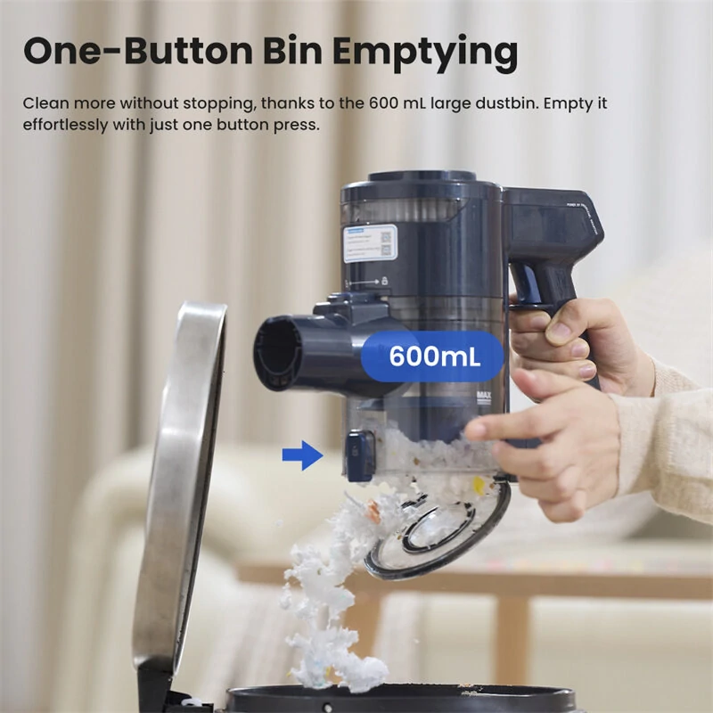 [EU Direct] Proscenic P10 Ultra Cordless Vacuum Cleaner, 25KPa Suction, 600ml Dustbin, 5-Stage Filtration System, 2200mAh Detachable Battery, Up to 45 Mins Runtime, Flexible Floor Brush, LED Headlights