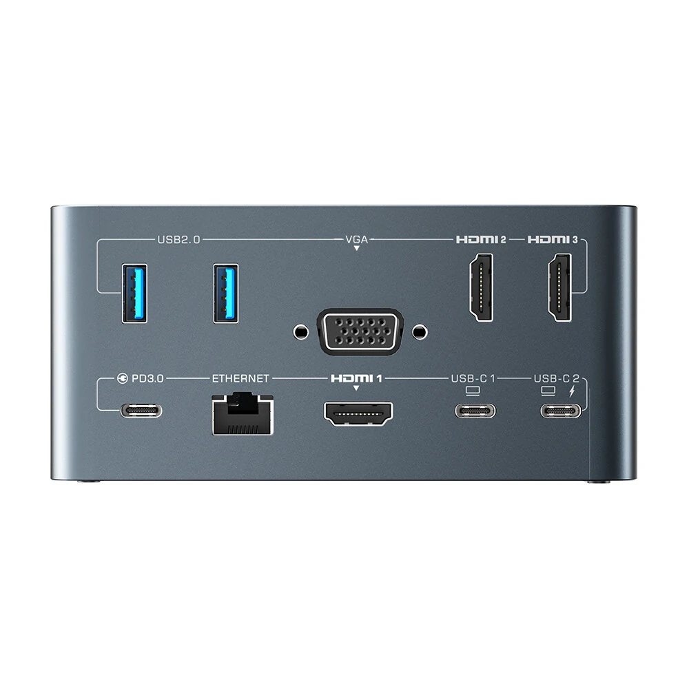 BlitzWolf® BW-TH13 18-in-1 USB C Docking Station with M.2 SSD Enclosure Quadruple Display SD/TF Card Slot RJ45 Ethernet Port 100W Power Delivery