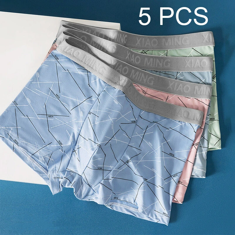 5pcs Men Boxer Briefs Thin Breathable Comfy Quick Drying Stretchy Boxer Underwear Shorts Male Sports Underpants Panties Boxershorts